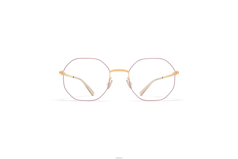 MYKITA kaori daha az çerçeveli gözlükler çerçeve: altın/mercan kırmızısı X08XH8568