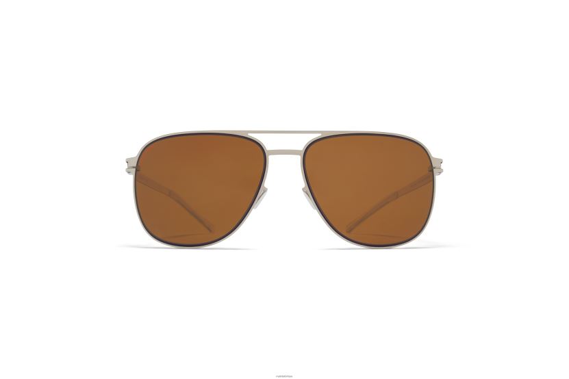 MYKITA caleb no1 güneş gözlüğü çerçeve: gümüş/mavi kadife | lens: polarize pro amber kahverengi X08XH814