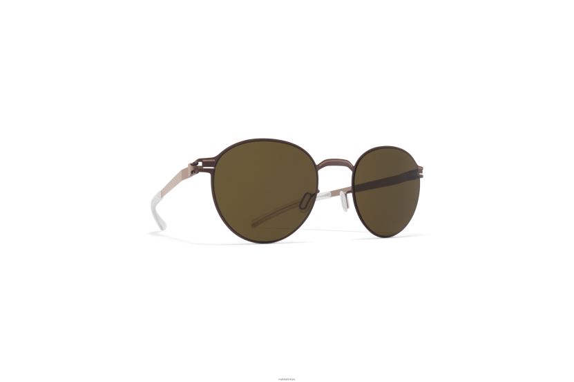 MYKITA carlo no1 güneş gözlüğü çerçeve: mocca/koyu kum|lens: ham yeşil katı X08XH8164