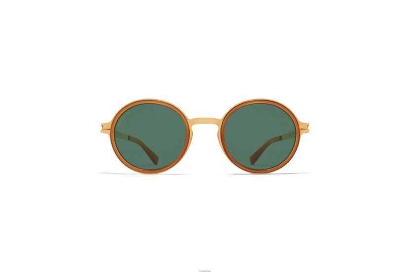 MYKITA güno asetat güneş gözlüğü çerçeve: a56 parlak altın/kahverengi koyu bro|lens: polarize pro yeşil 15 X08XH8186