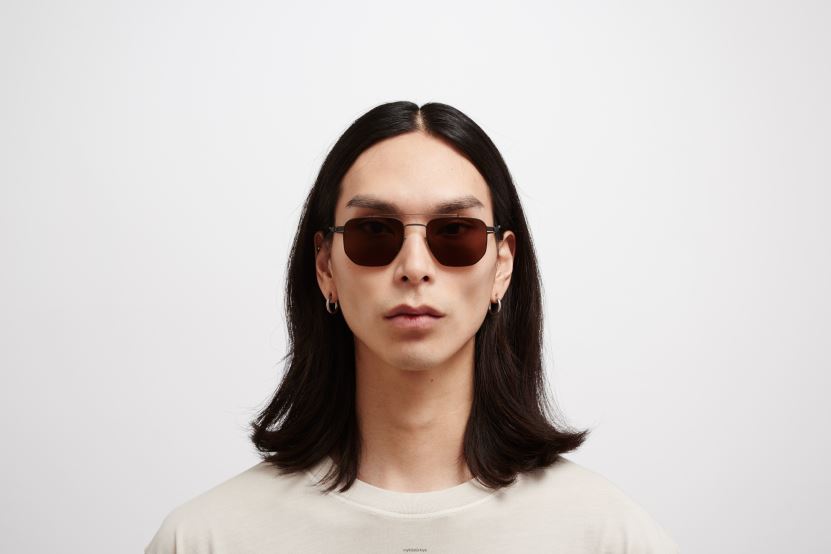 MYKITA ml05 leica güneş gözlüğü çerçeve: parlak grafit/safari yeşili | lens: leica kahverengi polarize X08XH873