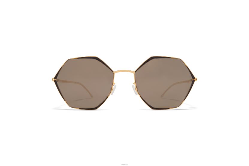 MYKITA alessia onlarca güneş gözlüğü çerçeve: altın/jet siyahı|lens: parlak gri katı X08XH8104