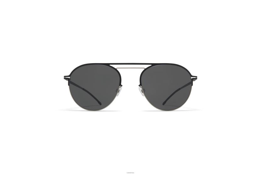 MYKITA duane onlarca güneş gözlüğü çerçeve: mat gümüş/jet siyah|lens: koyu gri katı X08XH823